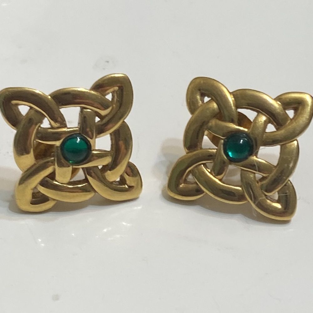 Vintage Signed Celtic Knot Stud Earrings